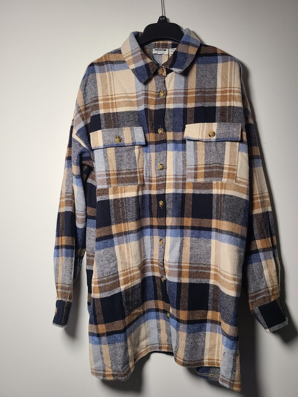 Noisy May Plaid Button-Down Shirt in Womens Size Medium